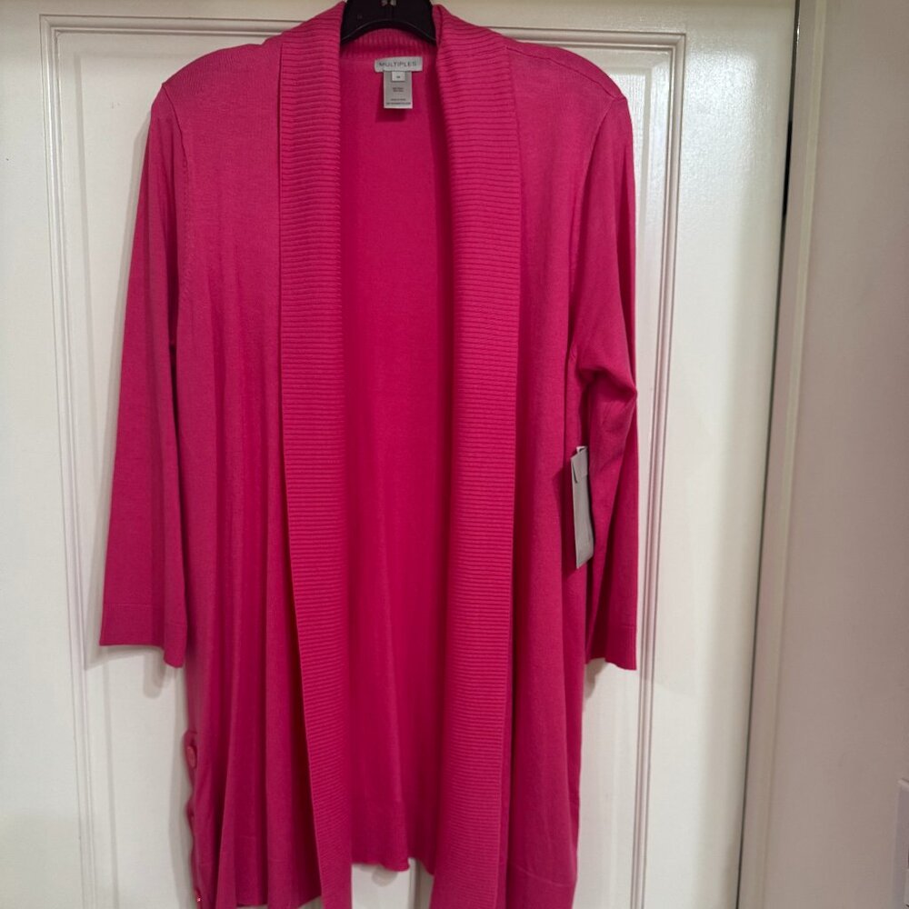 NEW with Tags Super Soft Multiples Hot Pink Cardigan Sweater sz M